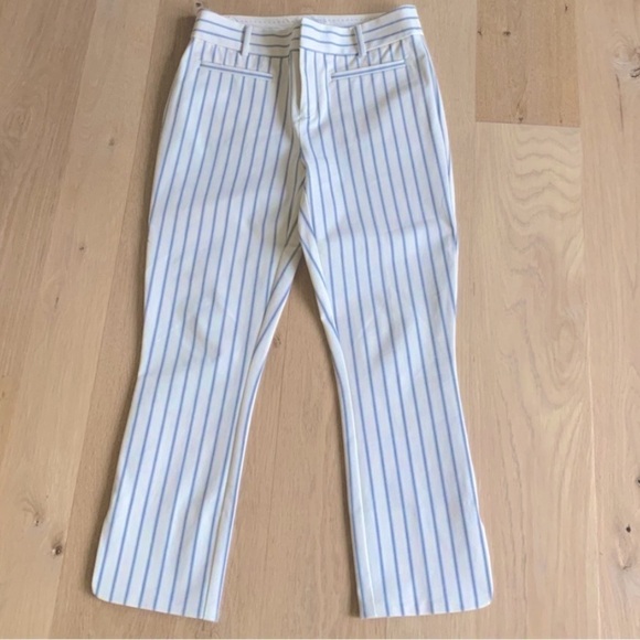 ANTHROPOLOGIE The Essential Slim Striped Cropped Pants Stretch
Cream/Blue Size 8 - Picture 3 of 10